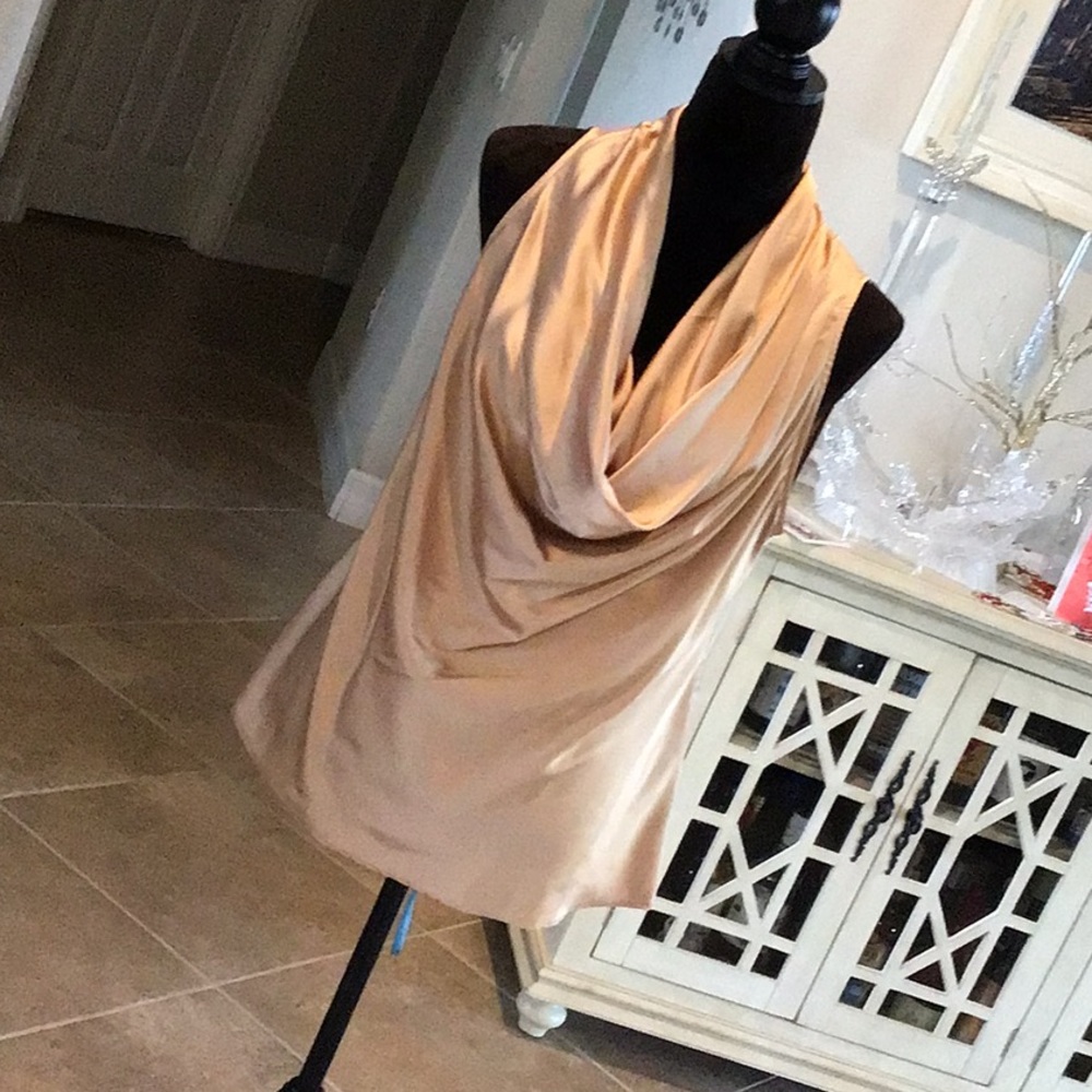Boston Proper gold draped top, sleeveless, size medium